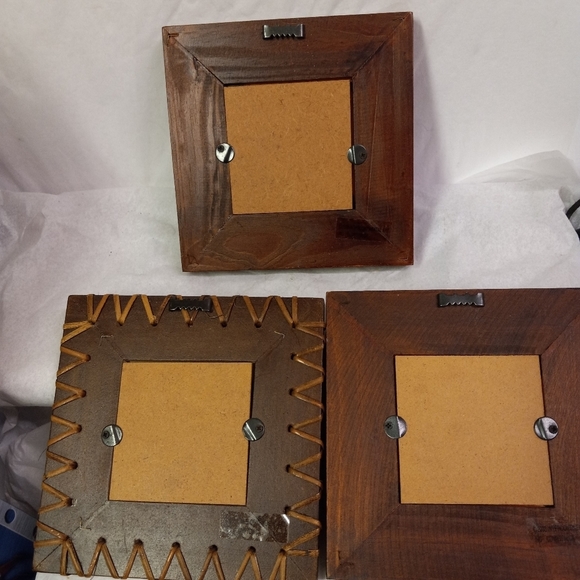 !! 3) Mirrors Designed Brown Solid Wooden Wall Decor 6" VINTAGE Intercontinental - Picture 2 of 8